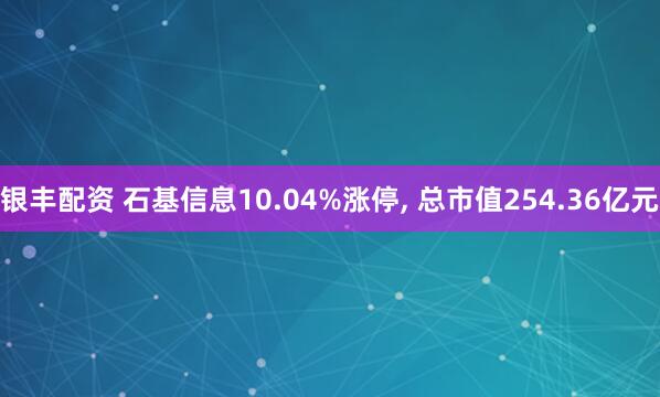 银丰配资 石基信息10.04%涨停, 总市值254.36亿元
