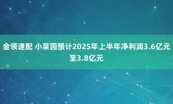 金领速配 小菜园预计2025年上半年净利润3.6亿元至3.8亿元